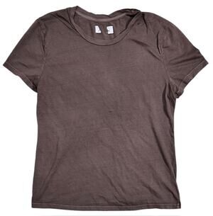 Rowan Women's T-Shirt Tyler Supima Cotton Short Sleeve Top Tee in Brown Wash